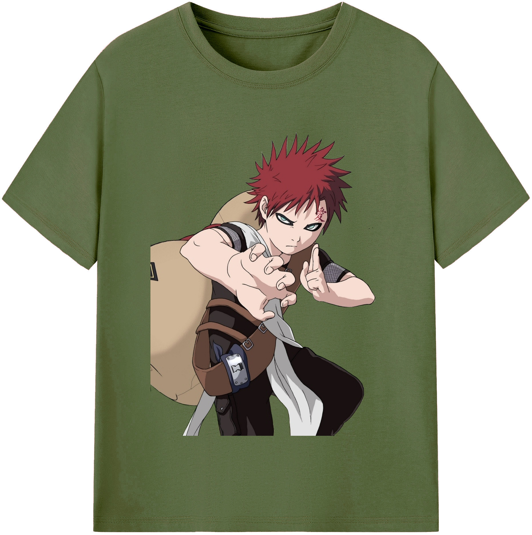（画像用） NARUTO -ナルト- ガアラ Gaara 綿100％半袖Tシャツ（フロントプリント）